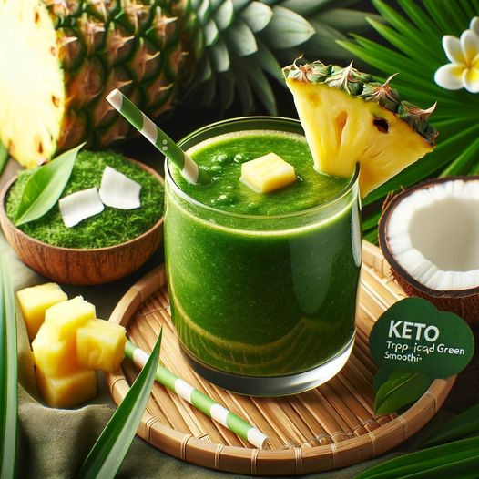 Keto Tropical Green Smoothie with Vanilla Shake