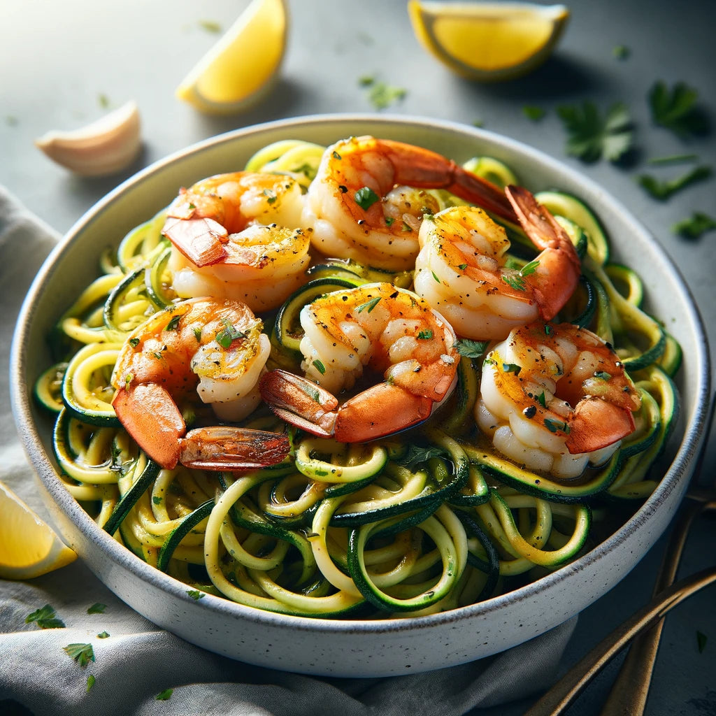 Keto Lemon Garlic Butter Shrimp with Zoodles Recipe